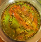 1887 MS63 MORGAN SILVER DOLLAR  IRISH SPRING 🌈 TONING