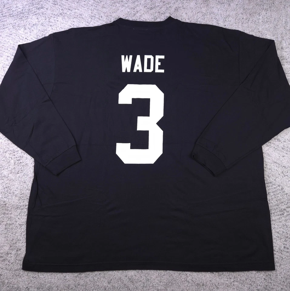 Vintage Miami Heat Shirt Mens 3XB Majestic Dwayne Wade Long Sleeve Black Tee EUC - Image 2 of 4