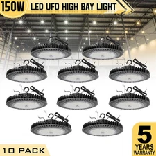 (10Pack) 150W UFO Led High Bay Light Commercial Warehouse Factory Light Fixture