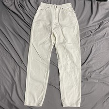 Vintage Lee Womens Size 12 Med White High Rise 100 Cotton Mom Jeans USA Made