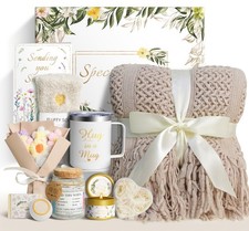 11pc Gift Basket Blanket Spa Set for Women Mom Wife Girlfriend Sister Brown