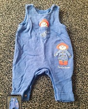 Paddington Baby Blue Corduroy Dungaree Playsuit One-Piece Unisex 0-3 Months