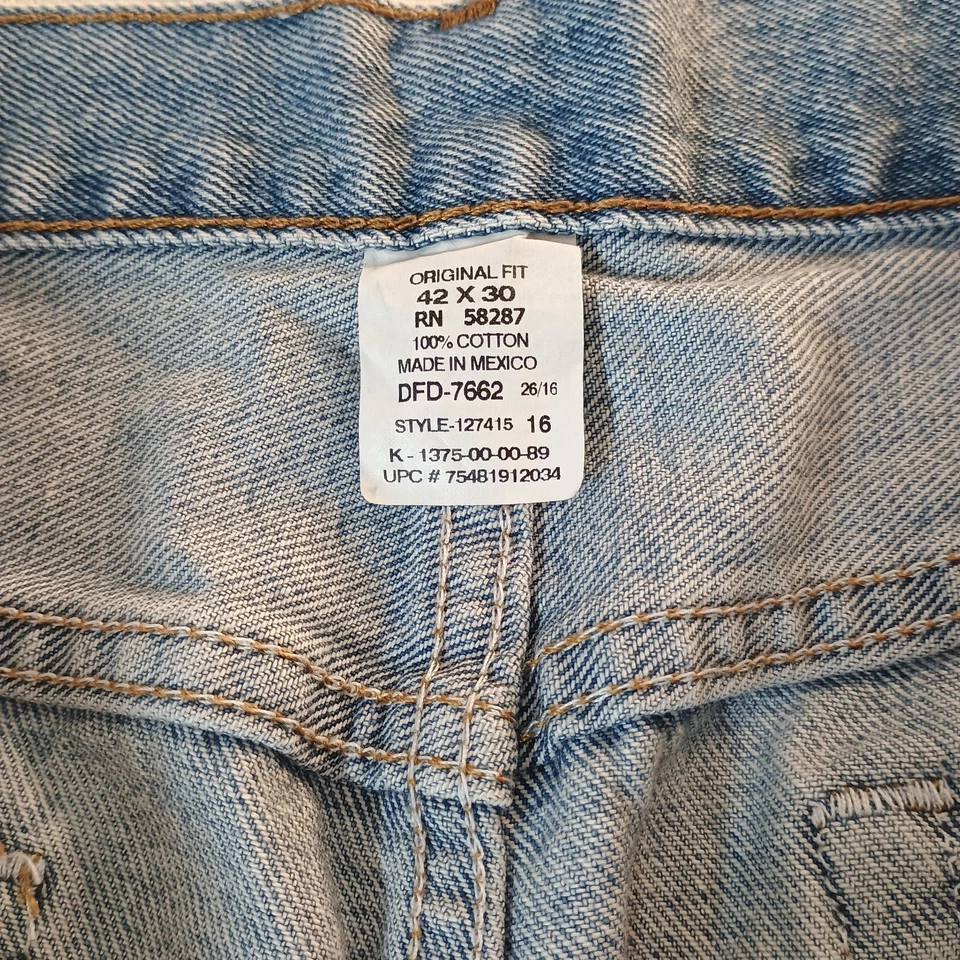 Men's 42x30 Denim Blue Jeans 5-Pocket 100% Heavy Cotton Cozy Durable Relaxed Fit - Image 3 of 4