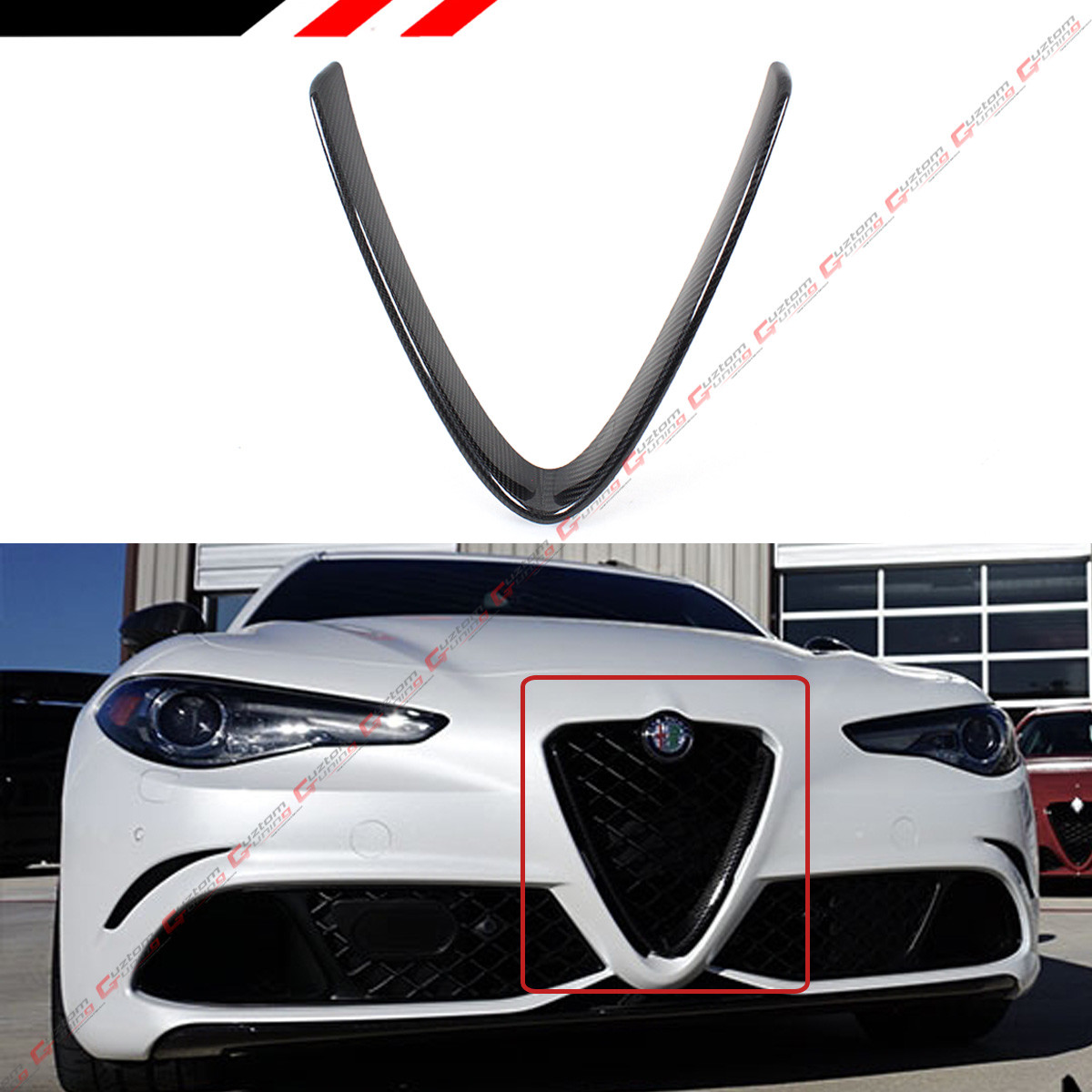 FOR 17-25 ALFA ROMEO GIULIA QUADRIFOGLIO CARBON FIBER FRONT V