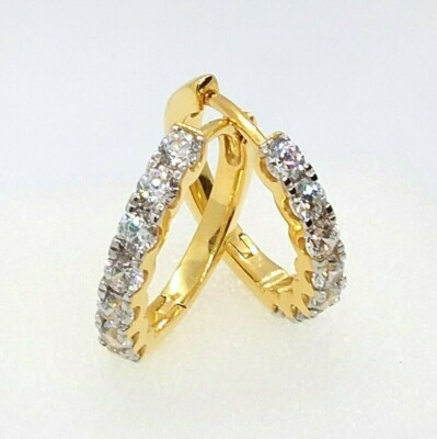 Boucles D'oreilles Clips Homme Huggie En Moissanite 3 Ct Plaqué Or Blanc 14k