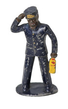 Vintage 3" Barclay Lead Black Train Porter w/ Whisk Broom Figurine