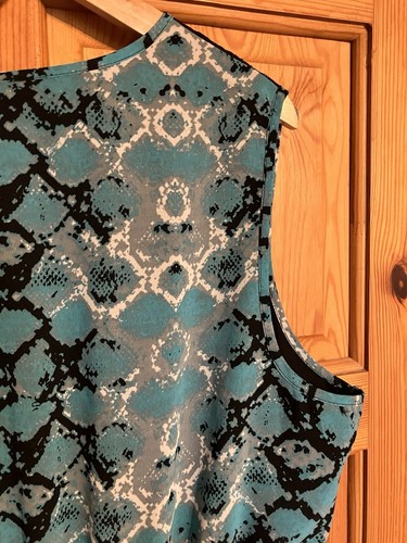 So Fabulous Dress Knee Length Size UK 22 Lined Snake Print Teal Lace - Picture 13 of 18