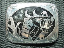 WESTERN DRAGON BELT BUCKLE VINTAGE RARE HANDMADE ONE OF A KIND LARGE USA 