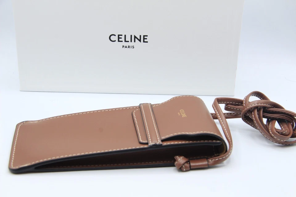 NUEVO CELINE MARRÓN CORREA DE CUERO BOLSA GAFAS DE SOL ESTUCHE CAJA BLANCA Foto 4 de 4