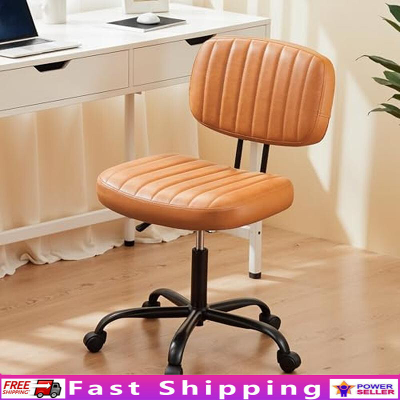 Ergonomic Adjustable Armless Office Swivel Chair with Lumbar Support and Rolling Wheels