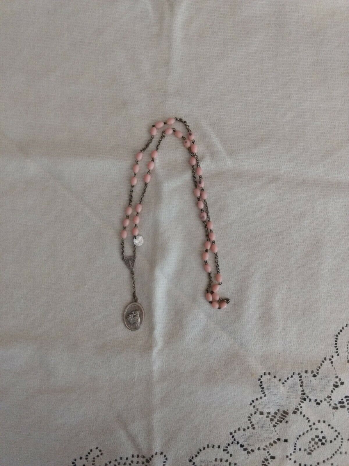 Vintage Rosary Beads Pink St. Anthony Made in Italy