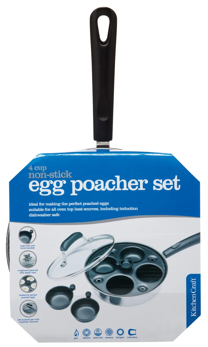 KitchenCraft Induction 4 Cup Poached Egg Non Stick 21cm Poaching