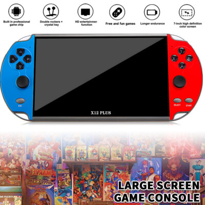 X12 Plus 7''Video Game Console Handheld 16GB Retro Games Portable 10000+Built-in