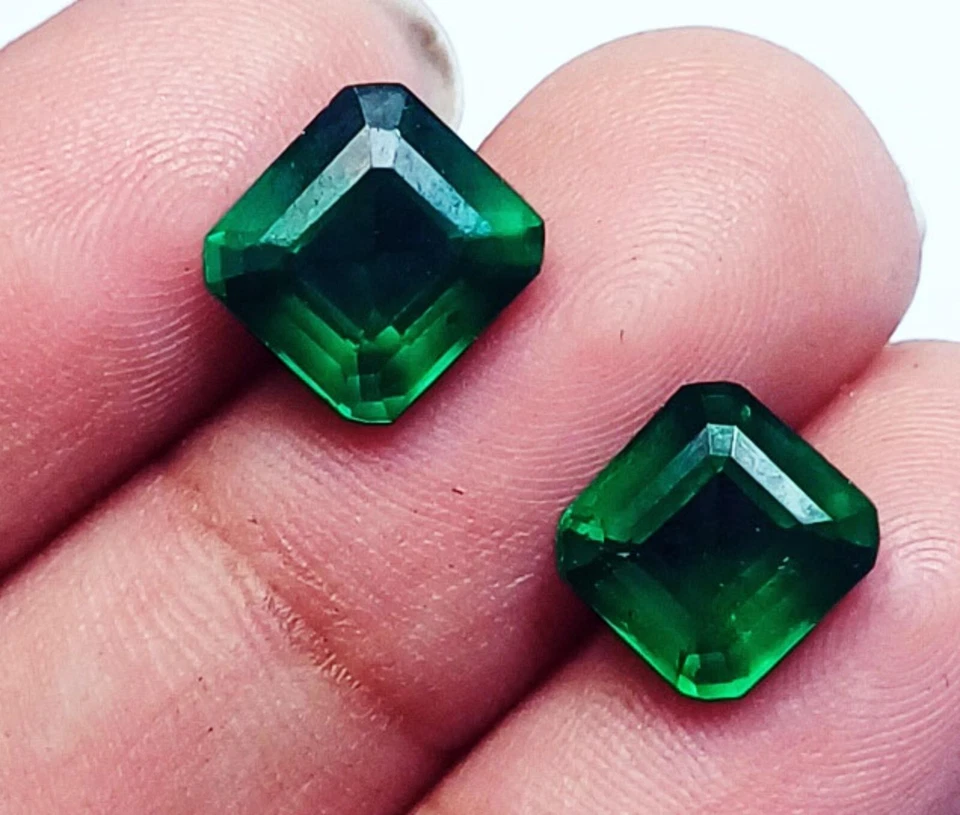 Par de piedras preciosas sueltas granate verde forma cuadrada 8,20 quilates con regalo gratis Foto 4 de 4