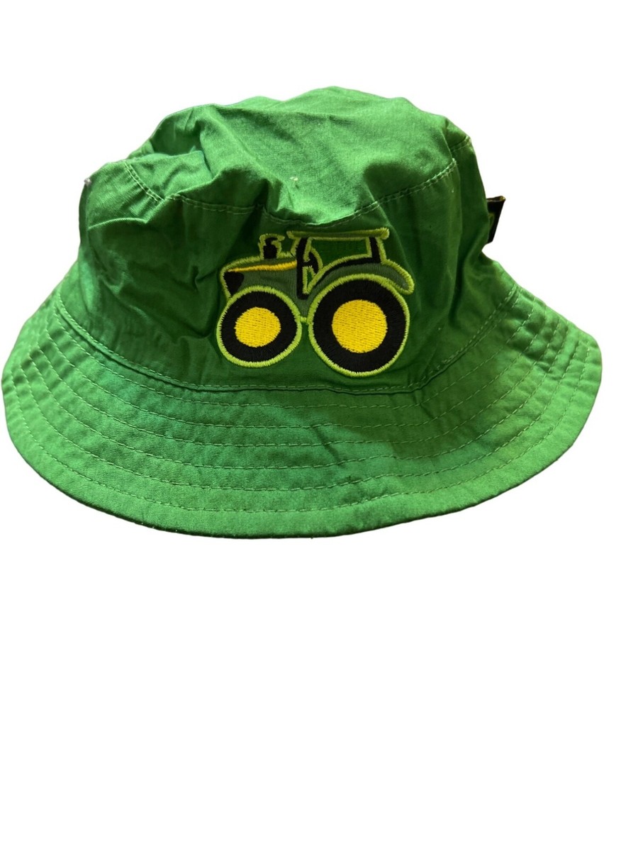 John Deere Infant Green Bucket Hat 100% Cotton Tractor Embroidery NWOT