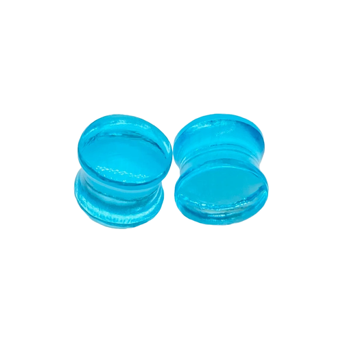 Blue Topaz Stone Double Flared Ear Gauges Pair Sizes 3mm (8g) to 54mm