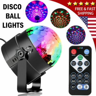 Party Disco Rotating Lights Sound Activated Rave Dance LED Strobe DJ Ball Lamp