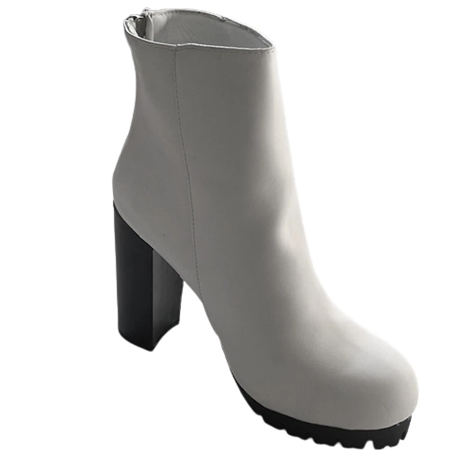 Botas de tornozelo femininas Wild Diva biqueira fechada salto alto robusto sola plataforma 8.5 - Imagem 3 de 4