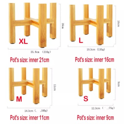 1/2/3/4PC Bamboo Shelf S/M/L/XL Flower Pot Holder Plant Stand Rack Garden Patio