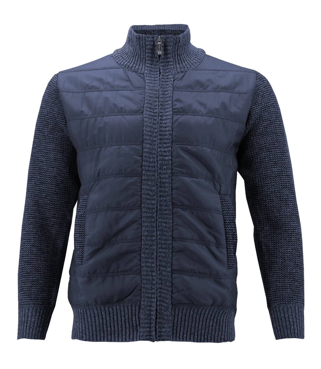 Men's Knitted Lightweight Fleece Lined Two Tone Zipper Quilted Puffer Jacket  | eBay
