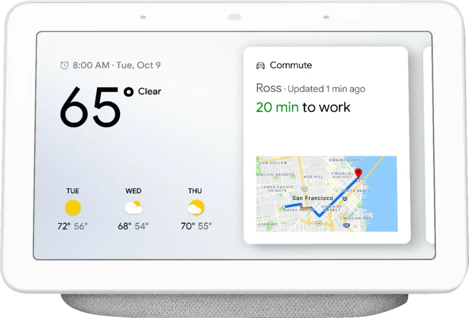 Google Nest Hub with Built-In Google Assistant, Chalk (GA00516-US) NEW - Image 2 of 2