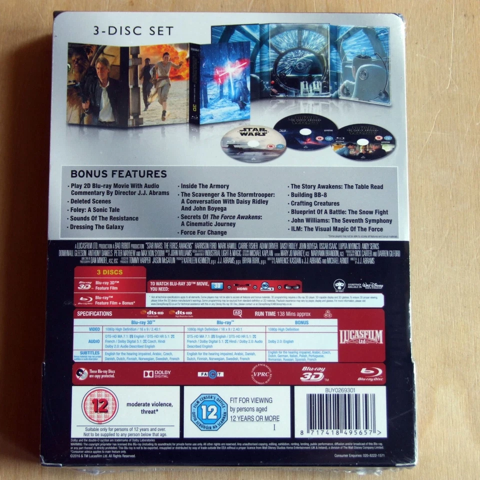 Star Wars The Force Awakens 3D 2D Episode VII Blu-ray all regions ABC Lenticular - Image 2 of 4