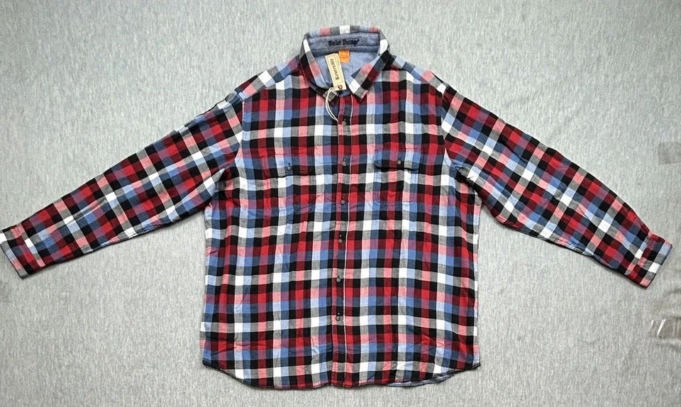 Camisa masculina xadrez Buffalo vintage Taylor 2XL xadrez azul reversível NOVA - Imagem 2 de 4