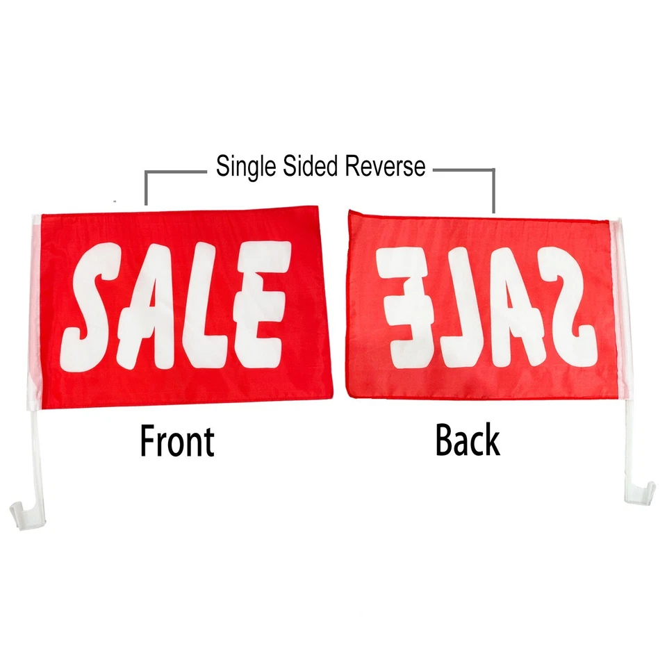 12 PACK CAR DEALER SUPPLIES Window Clip On Flags RED Sale Car Flag - Image 3 of 4