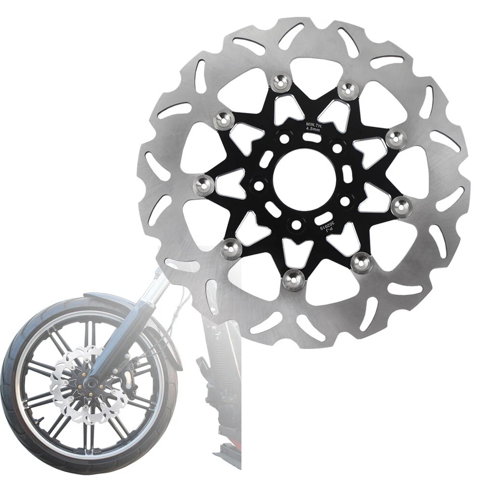 11.8" Black Front Brake Rotor for Harley 18-25 Softail Street Bob Breakout FXLRS Foto 2 de 4