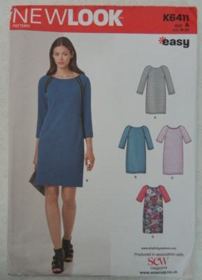New Look 6411 Schnittmuster Damen Pullover Strandkleid Tunika Oberteil Schnitt 10-18