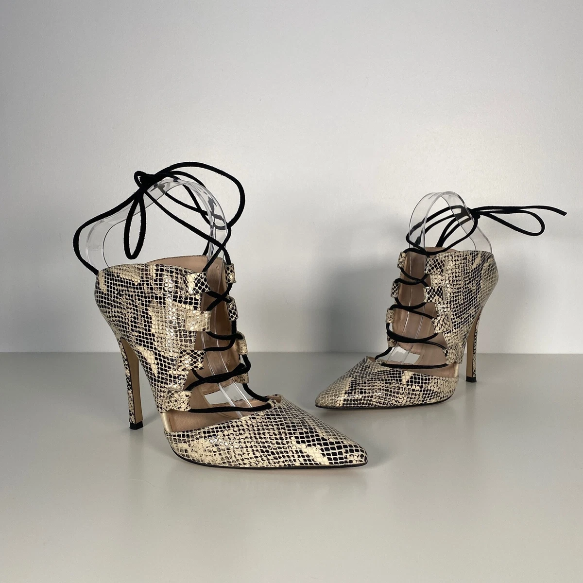 topshop real leather snakeskin lace up pointed stiletto high heels pinterest uk6