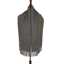 Pashmina Scarf Wool Silk Brown Striped Fringe Wrap Shawl Boho Chic