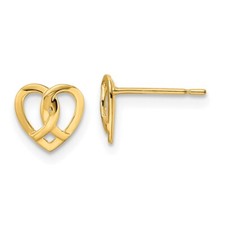 7mm 14K Yellow Gold Heart Post Earrings YE2038