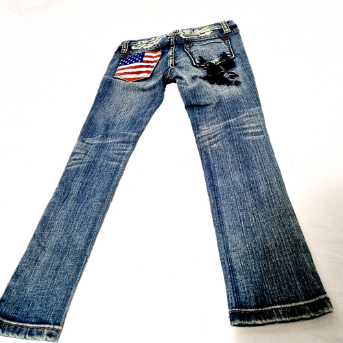 Christian Audigier Ed Hardy Skinny Jeans American Eagle US Flag Youth Kid Size 6 - Picture 18 of 24