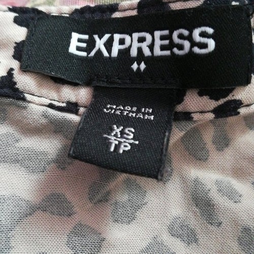 Express Animal Print Mandarin V-Neck Short Sleeve Peplum Blouse Size XS - Picture 12 of 12