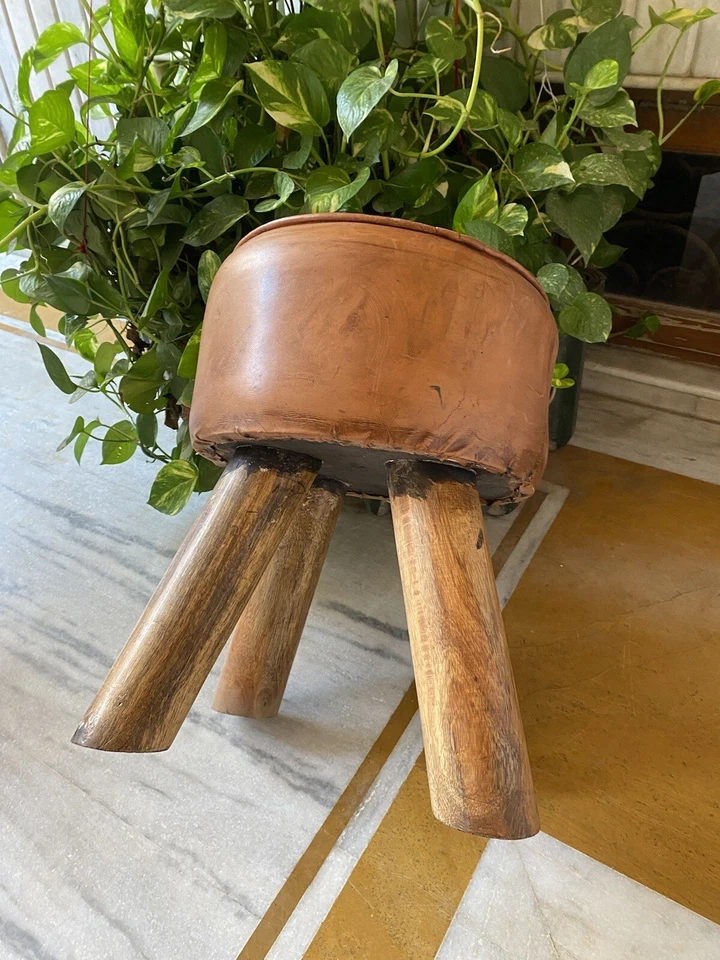 Leather Stool Counter Height Kitchen Chairs Leather Armless Barstools - Image 4 of 4