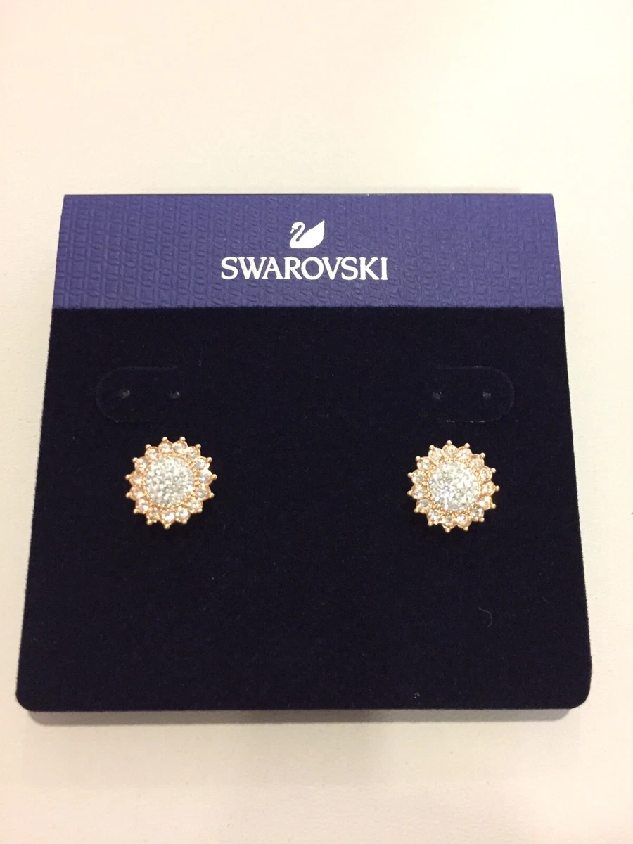 Swarovski Crystal FLOWER STUD PIERCED EARRINGS Rose Gold Plated 