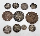Lot of Holed Coins Half Dime Two Cent Seated Liberty Large Cent Lot. H522