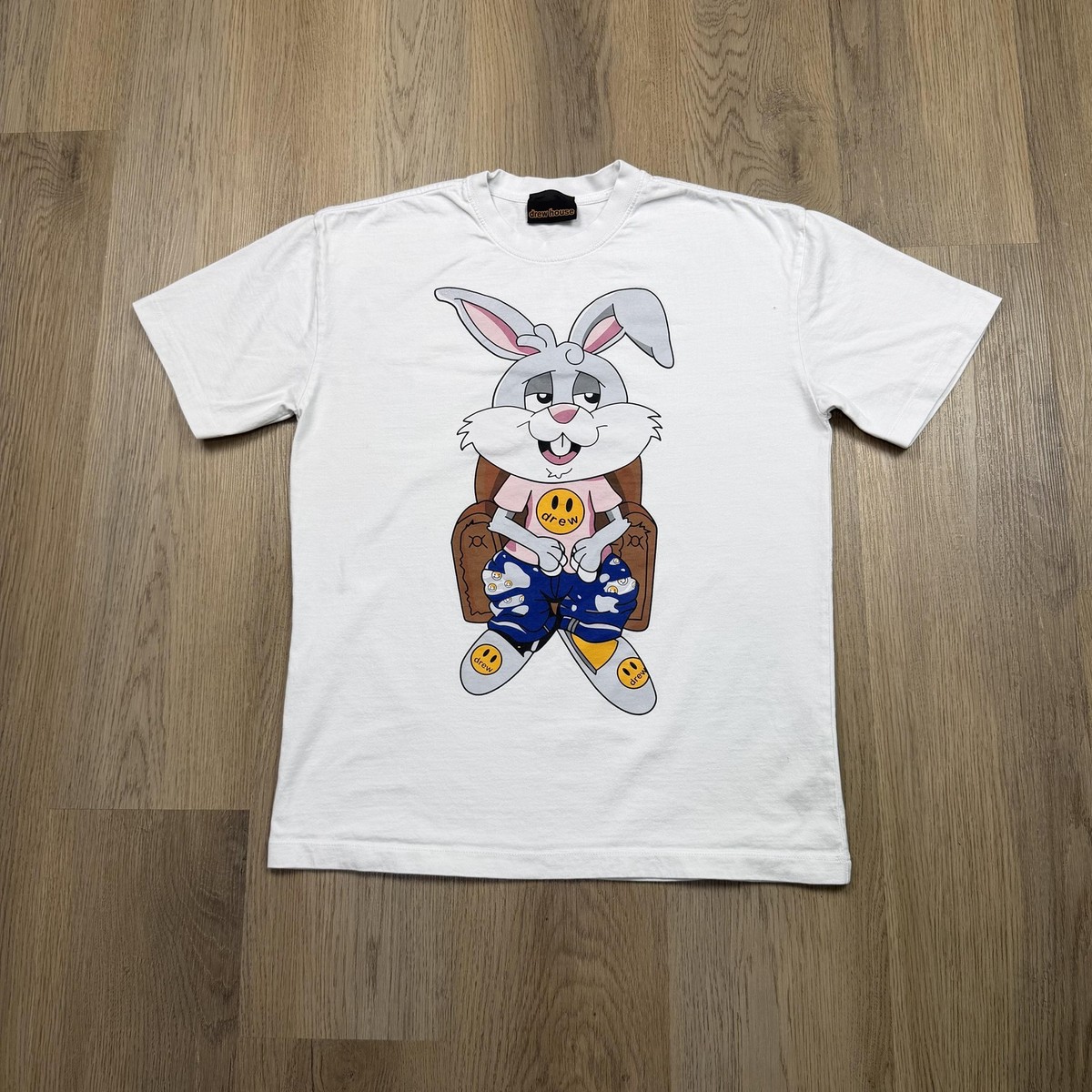Drew House Shirt Mens Medium White Bunny Cartoon Graphic Logo Tee 