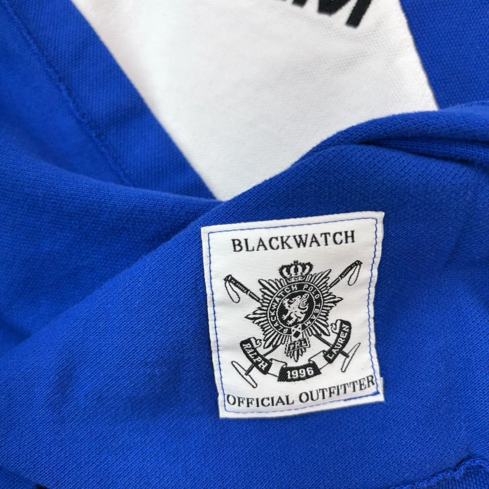 Ralph Lauren Shirt Mens Large Big Pony Blue White Blackwatch Polo Team Crest * - Image 3 of 4