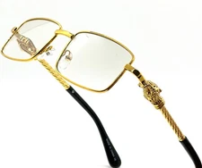 Vintage Gold Frame Rimless Luxury Men's Hip Hop Clear Lens Retro Fashion Glasses