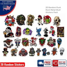 20 Random Punk Rock Skull Stickers Pack Gothic Metal Biker Street Art Decal Lot