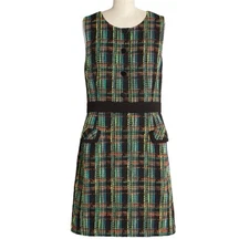 Hutch Bright Time To Start Tweed Sheath Dress Sleeveless Black Multi XL NWT