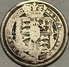 1816 Great Britain SILVER 6 Pence! RARE KING GEORGE III Coin! *DIE CRACK ERROR!*