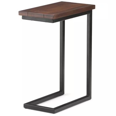 Skyler Solid Mango Wood and Metal 18 In. Wide Rectangle Industrial C Side Table
