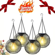 2/4PCS Solar LED Lantern Light Outdoor Garden Patio Path Hanging Decor Lamp