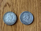 Two Franklin Half Dollars 90 Percent 90% Silver Circulated 1949S and 1951S NICE