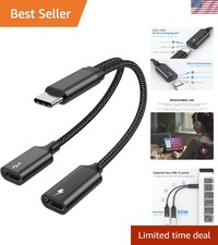 Compact USB C Male to Dual Female Splitter - Power  Data Connection