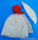 Vintage Barbie Doll Sized Red & White Heart Dress & Shawl ~ 1960's