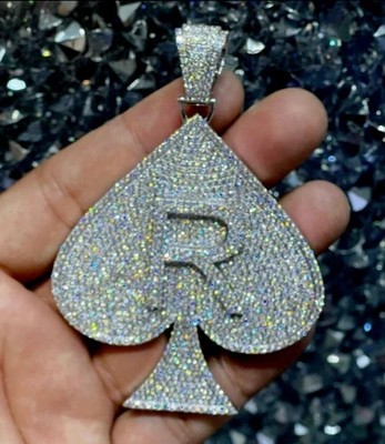 4Ct Lab Created Diamond Round CUSTOMIZE Letter Pendant 14K White Gold Plated